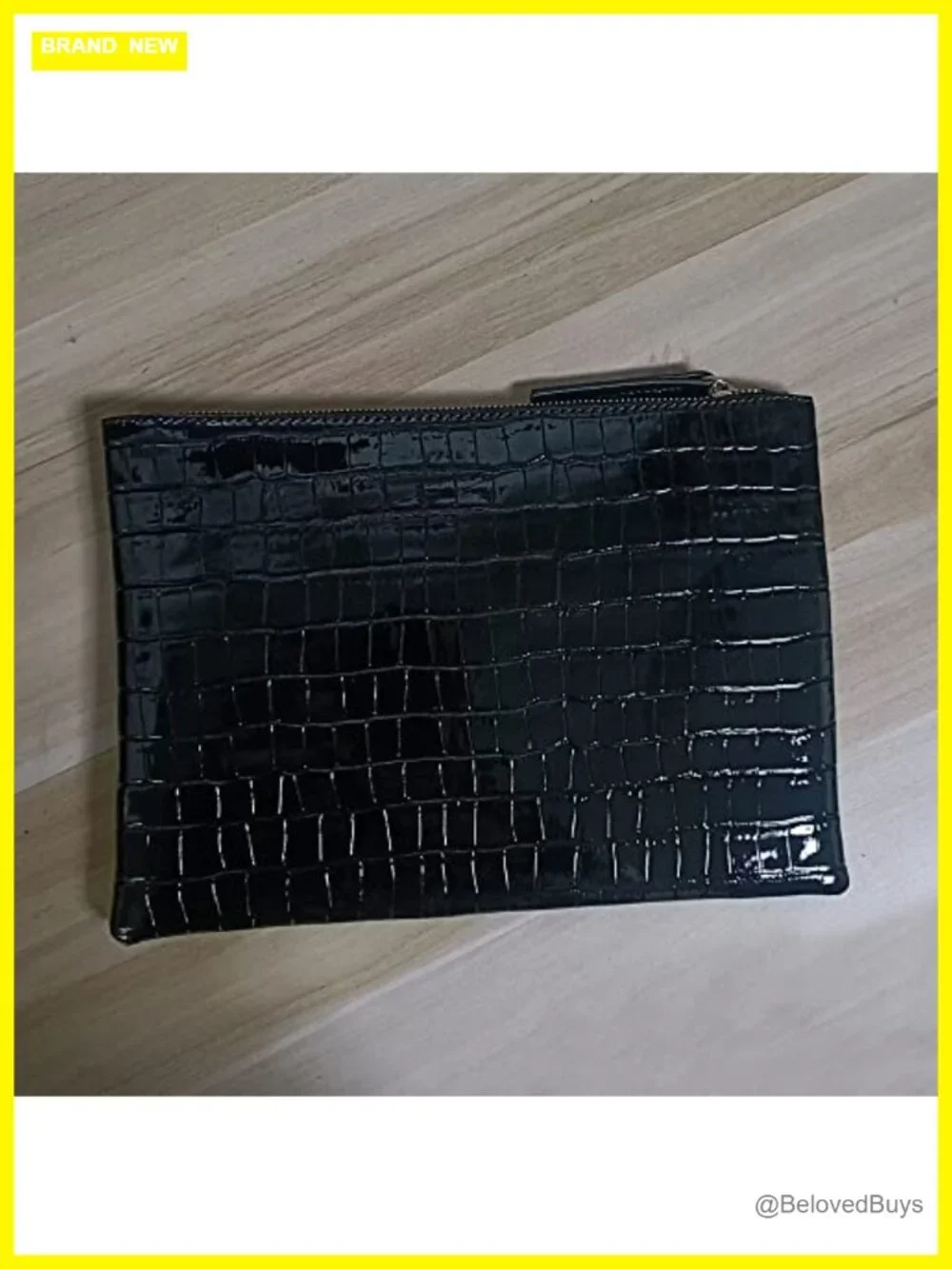 Faux Leather Crocodile Embossed Envelope Clutch Oversized Evening Party Bag